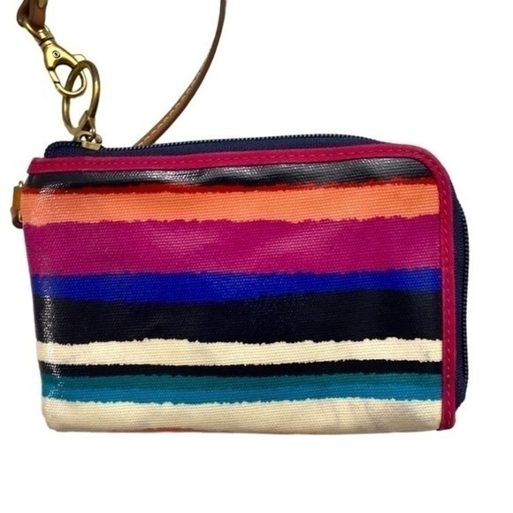 Fossil striped multicolor wristlet